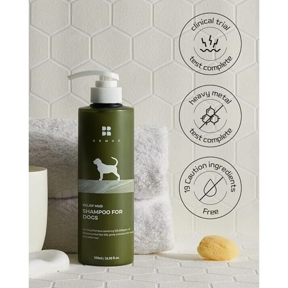 Relief Mud Shampoo for Dogs with Boryeong Mud, Gentle Cleansing, Anti-Itch Dog